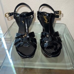 Yves Saint Laurent Black Patent Leather Women's Sandals
